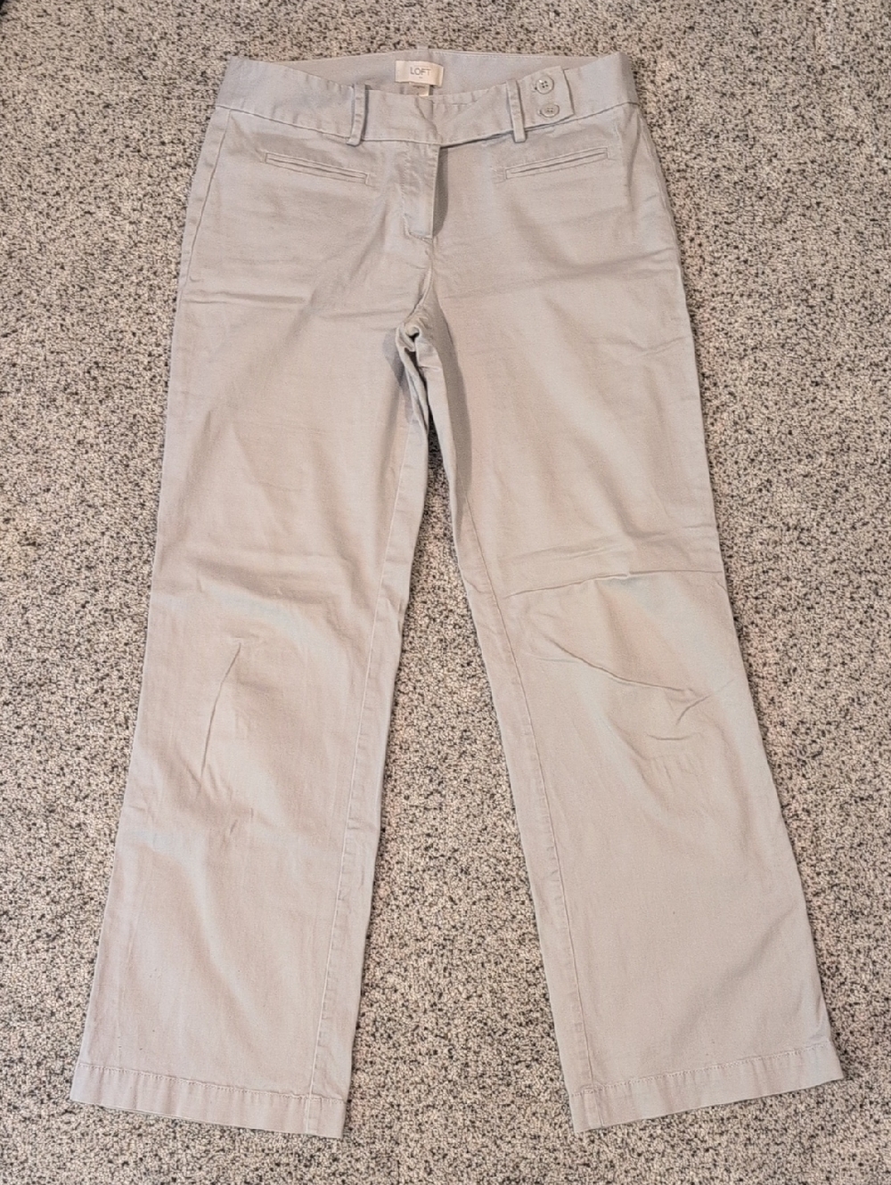 LOFT Light Gray Straight Wide-Leg Pants